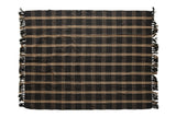 Plaid Black & Tan Fringed Woven Cotton Blend Throw Creative Co-Op