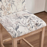 Kmax 26 Inch Bar Stools Set of 2, Farmhouse Upholstered Bar Stools with Back Support Rustic Wooden White Armless Barstools for Bar Club Pub - Linen, Floral Pattern Kmax