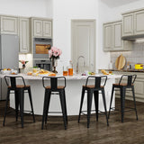 Yongchuang 24" Metal Barstools Set of 4 Counter Bar Stools with Wood Top Low Back Matte Black Yongchuang