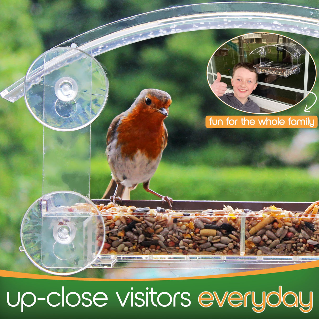 Window Bird Feeder with Strong Suction Cups - (Upgraded 2024 Model) Bird Feeder Window for Cats, Clear Acrylic Bird Feeder for Viewing Bird House Gift homebird