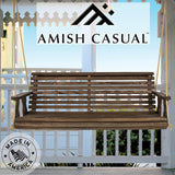 Amish Casual Heavy Duty 800 Lb Roll Back Treated Porch Swing with Hanging Ropes (5 Foot, Dark Walnut Stain) Amish Casual