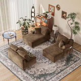 Homall 142" Boneless Couch, Modular Sectional Sofa, No Assembly Required, Memory Foam Filling, Corduroy U-Shaped Sofa, Movable Multi-Person Couch for Living Room (Brown) Homall