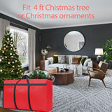 HikooLSS Small Christmas Tree Storage Bag 4Ft/5Ft Heavy Duty Reusable 600D Oxford Fabric Waterproof Dustproof Xmas Tree Bag/Container/Holder for Short Artificial Christmas Tree(39" X 12" X 24") Red HikooLSS