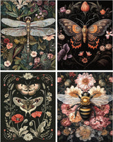 4 Pack Diamond Art Kits for Adults Beginners,Dragonflies, Butterflies, Moths, Bees Full Round Drill DIY Diamond Painting Kits,Paint by Diamonds Dot Gem Art Crystal Easy,Home Wall Decor 12x16Inch Tiwabb