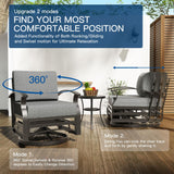 Kullavik Aluminum Patio Furniture Set,8 Pieces 10 Seat Metal Outdoor Furniture Conversation Set w/45 Propane Gas Fire Pit&Swivels,Grey Kullavik