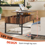 WLIVE Lift Top Coffee Table with Storage, 40.9" Coffee Table with Lifting Top & Sliding Top, Wood Modern Center Table with 2 Hidden Compartment for Living Room, Retro Brown WLIVE
