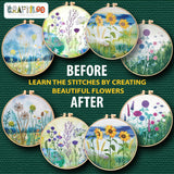 CRAFTILOO 4 Pack Embroidery Kit for Beginners Stamped Cross Stitch Kits for Beginners Needlepoint Kits for Adults Sunflower Cross Stitch Embroidery Kits Needlework Kit DIY Crafts for Woman CRAFTILOO