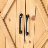 TAKUKA Outdoor Wooden Potting Bench with Wheel Double Doors & Metal Tabletop, Outside Storage Cabinet & Horticultural Planting Work Table for Garden Balcony Backyard TAKUKA