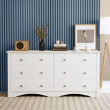 Furniwell 6 Drawer Dresser for Bedroom, Wood Dresser Wide Storage Organizer for Living Room Hallway Closets (White) Furniwell