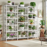 FOTOSOK Triple Wide 6-Tier Bookshelf and Bookcase,Large Freestanding Book Shelf with 17 Open Display Shelves, Tall Bookshelf Plant Flower Shelf Rack Storage Organizer Unit for Living Room, White FOTOSOK