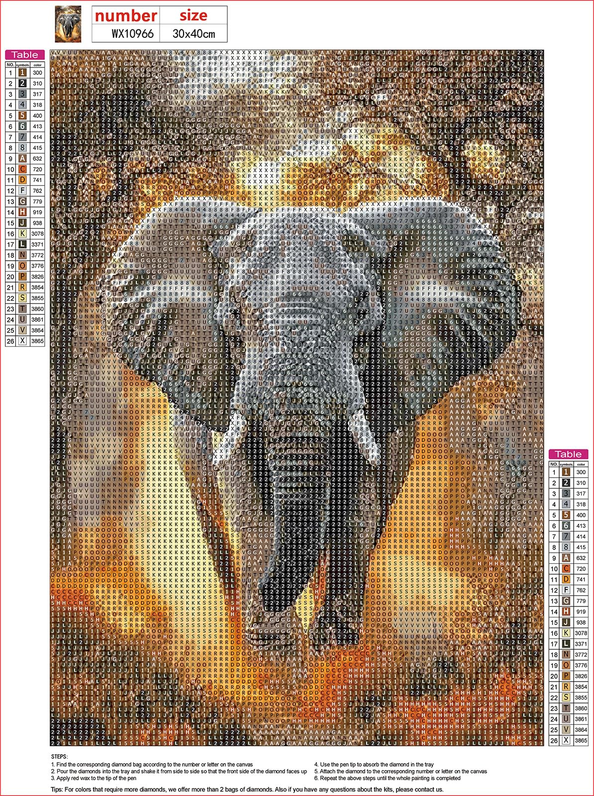 MXJSUA Savannah Elephant DIY Diamond Painting by Number Kits for Adults, 5D Round Drill Diamond Gem Art Painting Picture Arts Kits Craft for Home Wall Decor 12x16 Inch MXJSUA
