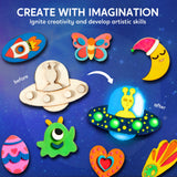 JOYIN 12 Glow in The Dark Wooden Magnets for Kids, Paint Your Own Arts and Crafts Painting Kit, Halloween Crafts Birthday Parties and Family Crafts Gift, Party Favors for Boys Girls Ages 3+ JOYIN