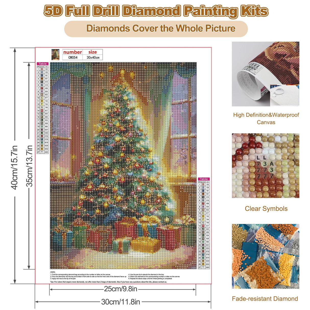 CEOVR Christmas Tree Diamond Art Kits for Adults, Christmas Diamond Painting Dots 5D DIY Full Drill Gem Art, Adult Crafts Kits Arts and Crafts, Wall Decor for Home Office 12x16in CEOVR