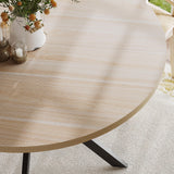 ChooChoo 47.2 Inch Round Dining Table for 4, Farmhouse Wood Kitchen Table, Circle Dinner Table for Kitchen & Dining Room, Natural Oak ChooChoo