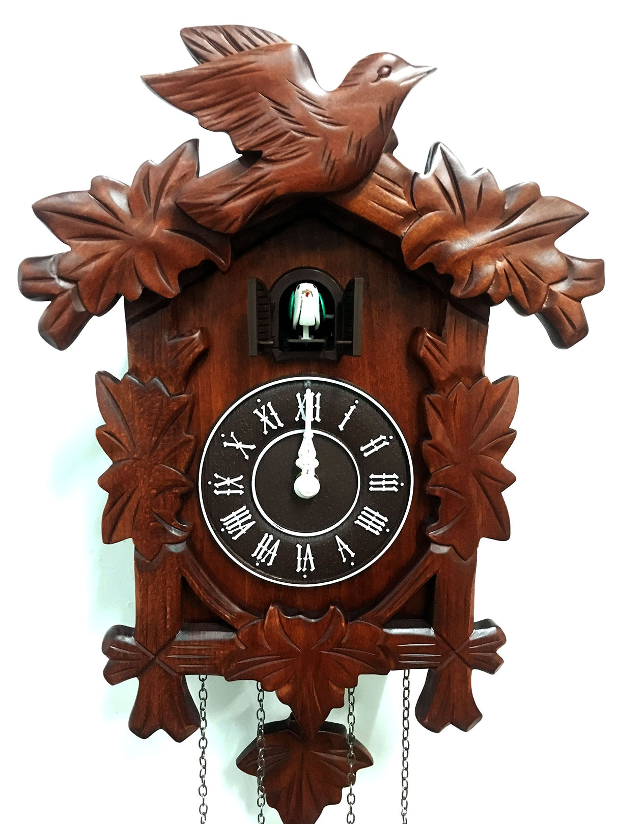 Rylai Cuckoo Clock Vintage Large Wooden Wall Clock Handcrafted 13x9.5 Inch Brown Rylai