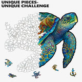 MYS Aurora Wooden Puzzles, Sea Turtle Jigsaw Puzzles 500 Pieces, Unique Shaped Wooden Puzzle for Adults and Kids, Family Game 16.9 x 20.7 Inch Mys Aurora