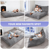 Hobestluk 3 in 1 Bean Bag Chair Giant Bean Bag Chairs Convertible Bean Bag Floor Cushion with Machine Washable Cover, Beanbag Chairs for Adult (Grey) Hobestluk