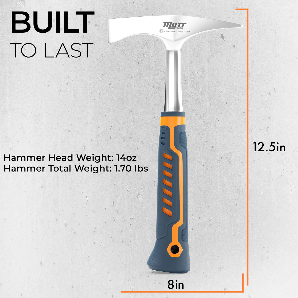 Mutt Tools Welding Chipping Hammer – 14oz Head Weight Slag Hammer with Ergonomic Grip AMERICAN MUTT TOOLS