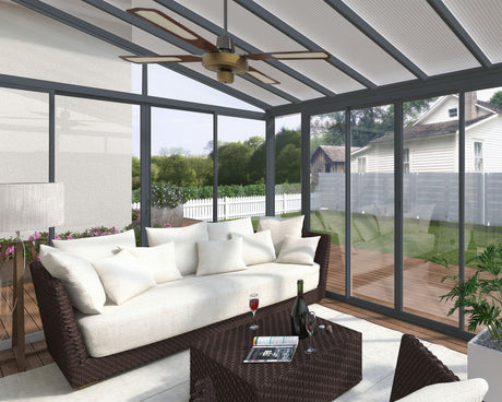 Palram - Canopia Sanremo 10x18 Enclosed Patio Cover with Screen Doors, Gray DIY Sunroom Kit Lean to Gazebo with Walls to Cover Patio Furniture, Deck, & Porch, UV Protected Polycarbonate Shelter Palram