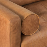 POLY & BARK Cognac Tan Brown Leather Couch - 88.5" Mid Century Leather Sofa with 2 Bolsters - Full Grain Camel Leather Couch - Feather-Down Topper On Seating Surface - Pure-Aniline Italian Leather POLY & BARK