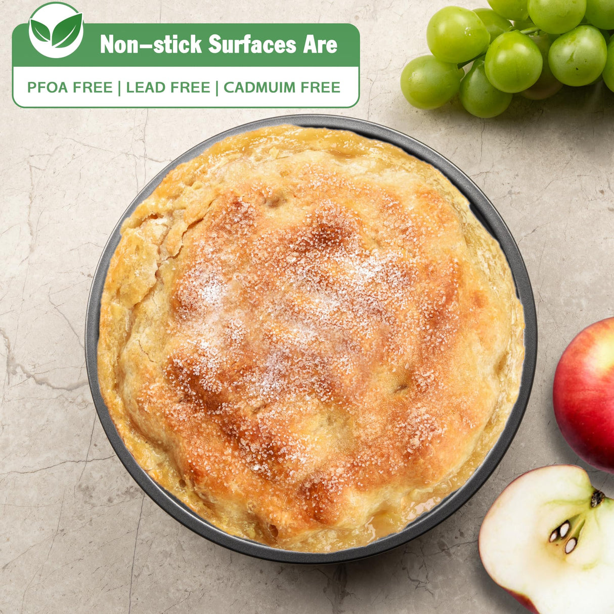 9 Inch Round Cake Pan, Nonstick Bakeware Set, Baking Pan with Diamond Texture Pattern, Set of 2 Tiawudi