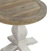 Napa Solid Wood Farmhouse Rustic Reclaimed Natural and White Stain Round End Side Accent Living Room Table, Nightstand Bedside 26" W x 26" D x 25" H Martin Svensson Home