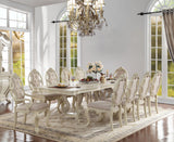 Kitchen Furniture Set 11pc Formal Dining Table Set includes 1 Table, 8 Side Chairs and 2 Arm Chairs, Set for 10 Persons (Antique White) WoodArtSupply