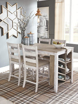 Signature Design by Ashley Skempton Farmhouse 36" Counter Height Dining Table with Storage & Wine Rack, Whitewash Signature Design by Ashley