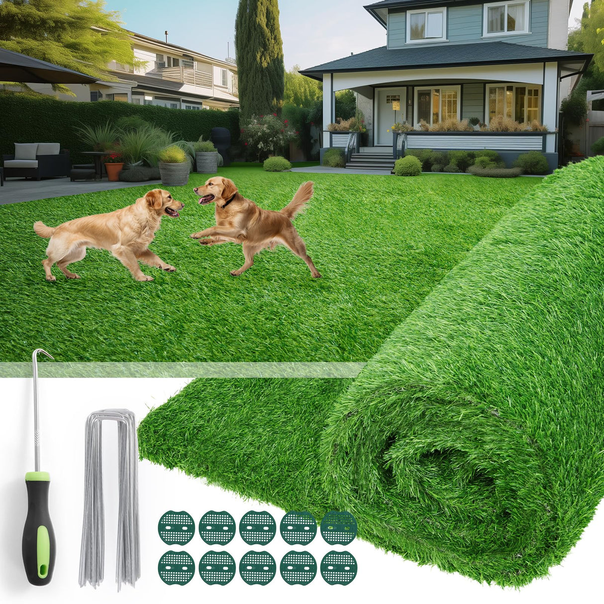 Oiyeefo Artificial Turf Grass Outdoor - Fake Grass Rug with Drainage Holes for Patio,Balcony,Squares,Garden-Dogs Grass Pee Mat(4FT x 6FT) Oiyeefo
