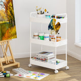 Ronlap 3 Tier Slim Rolling Storage Cart with Wheels Plastic Utility Cart Organizer for Snack Craft Art Postpartum Baby Diaper Nail Makeup in Bathroom Laundry Room Kitchen Bedside Narrow Space, White Ronlap