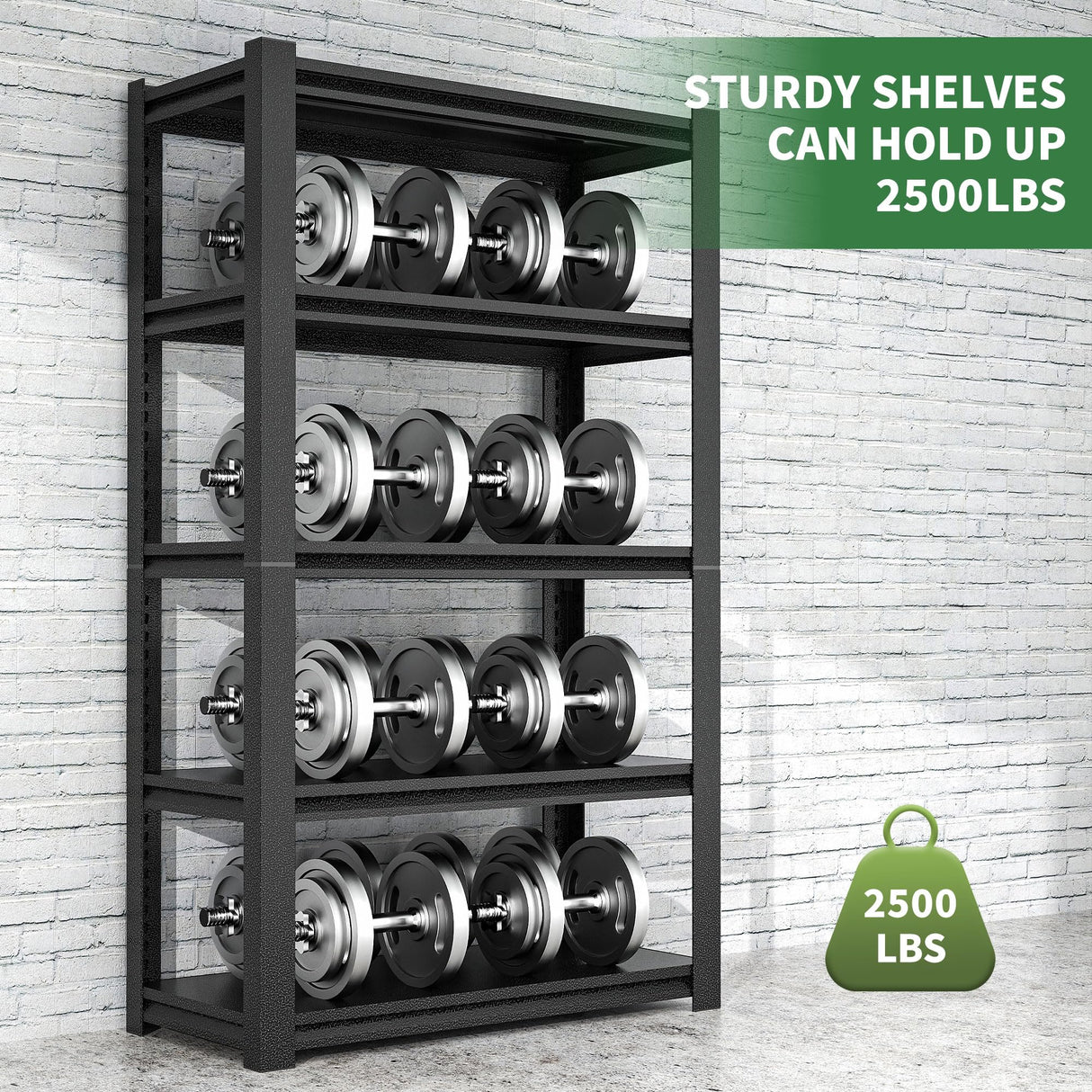 VIYET 78" H Garage Shelves, Garage Shelving Heavy Duty, 3000Lbs 5 Tier Adjustable Garage Storage Shelves Suitable for Warehouse, Basement, Workshop,Require Assembly, 18" D*48" W *78" H(Black) VIYET