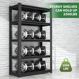 VIYET 78" H Garage Shelves, Garage Shelving Heavy Duty, 3000Lbs 5 Tier Adjustable Garage Storage Shelves Suitable for Warehouse, Basement, Workshop,Require Assembly, 18" D*48" W *78" H(Black) VIYET