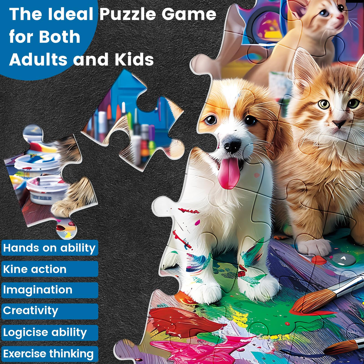 300 Piece Puzzle for Adults Jigsaw Puzzles Dog Puzzles 300 Pieces for Adult Kids Ages 8-10 10-12 Recycled Cardboard Adult Puzzles Game Birthday Gift Family Challenging Game 20.5x15IN WSCXSC