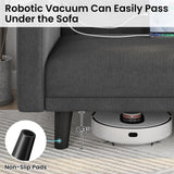 Yaheetech 63" Convertible Couch Small Futon Sofa Bed with 2 USB Ports, Reclining Backrest & Removable Armrests, Mid Century Modern Loveseat for Living Room, Apartment, Office, Dark Gray Yaheetech