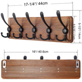 SKOLOO Rustic Wall Mounted Coat Rack: 16" Hole to Hole, Pine Real Wood Plank Wall Coat Rack with 5 Triple Hooks, Farmhouse Coat Hanger Wall Mount for Hanging Backpack Jacket Coat Hat SKOLOO