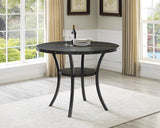 Roundhill Furniture Collection Biony Espresso Wood Counter Height Dining Set with Blue Fabric Nailhead Stools, Roundhill Furniture