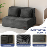 MAXYOYO Convertible Sofa Bed, Fold Out Loveseat Sleeper Sofa with Pillow, 4 in 1 Tufted Folding Couch Bed Foam Floor Couch, Lazy Chair for Living Room Bedroom Guest Room, Dark Grey MAXYOYO