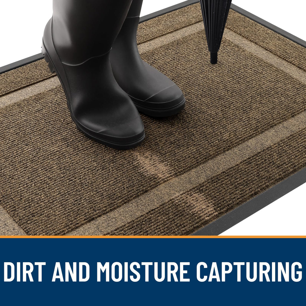 OLANLY Front Door Mat Indoor Outdoor Entrance, Waterproof All-Season, All-Weather Doormat, Sturdy Natural Rubber, Fade Resistant, Low Profile, Easy Clean Patio Porch Entryway Mat, 29.5x17, Brown OLANLY