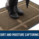 OLANLY Front Door Mat Indoor Outdoor Entrance, Waterproof All-Season, All-Weather Doormat, Sturdy Natural Rubber, Fade Resistant, Low Profile, Easy Clean Patio Porch Entryway Mat, 29.5x17, Brown OLANLY