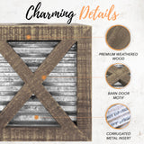 Autumn Alley Barn Door Rustic Square Farmhouse Tissue Box Cover, Farmhouse Bathroom Accessories, Rustic Bathroom Décor Tissue Holder, Wood Tissue Box Cover with Galvanized Decor Autumn Alley