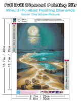 KINPLUB Moonlight Beach Diamond Painting Kits for Adults, 5D Seaside Moon Diamond Art Kits for Beginners, DIY Full Drill Paint with Diamond, Home Wall Decor 12 x 16 Inch KINPLUB