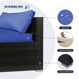 ELEGIBLISS 7 Pieces Patio Furniture Set - Outdoor Sectional Wicker Rattan Furniture with Cushion and Glass Table Patio Conversation Sets for Porch Poolside Backyard Outdoor Sofa Set Modular Sofa ELEGIBLISS