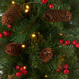 National Tree Company National Pre-lit White LED Lights Holiday Christmas 4-Piece Set | Garland, Wreath and Set of 2 Entrance Trees, No Size, Green National Tree Company