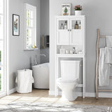 Spirich White Over Toilet Bathroom Storage Cabinet with Glass Doors and Adjustable Shelves Spirich