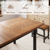 Einhomn 5 Pieces Dining Room Table Set for 4-6, 63" Extendable Kitchen Table Set with 2 Benches & 2 Stools, Small Dining Table Set with Metal Frame & MDF Board, Walnut Einhomn