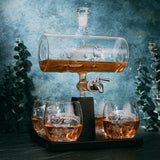 Bass Fish Wine & Whiskey Decanter Set 1100ml by The Wine Savant with 4 Bass Whiskey Glasses, Fishing & Boating Gifts, Drink Dispenser for Scotch, Bourbon The Wine Savant