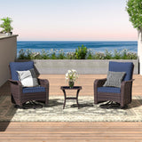 ALAULM 10 Pieces Patio Furniture Set with 2 Swivel Chairs Wicker Patio Conversation Set, Outdoor Sectional Furniture w/Coffee Table & Washable Seat Cushions-Dark Blue ALAULM