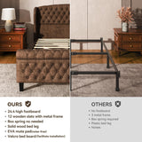 BedsPick Sleigh Queen Bed Frame with Wingback Headboard, Chenille Upholstered Bed Frame Queen Size with Button Tufted Scroll Footboard, Wood Slats Support/No Noise/Easy Assembly/No Box Spring Needed BedsPick