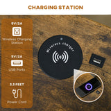 HOMCOM Side Table with Wireless Charging Station and 2 USB Ports, 2-Tier Small End Table with Storage, Drawer for Living Room, Rustic Brown HOMCOM