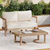 Merax 2-Piece Outdoor Acacia Wood Loveseat Sofa Couch with Coffee Table,Patio Furniture Conversation Set for Backyard Merax
